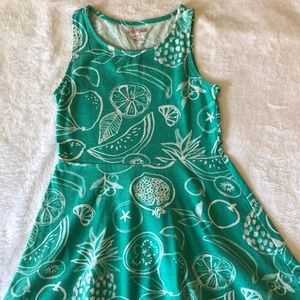 Cat & Jack Spring Summer Cotton Teal Green Blue Tropical Fruit Play Tank Dress